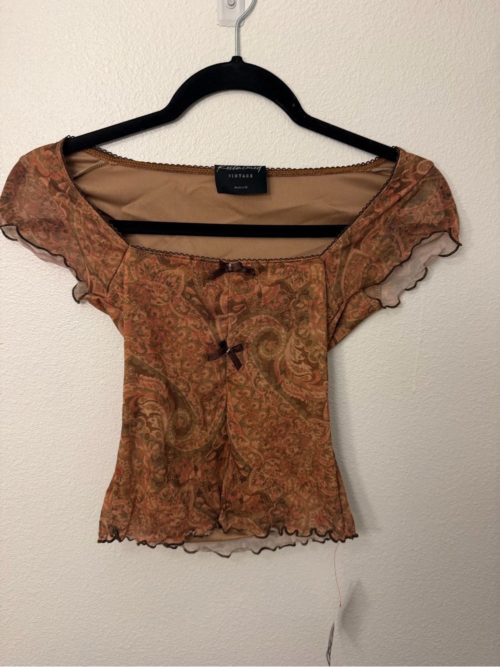 Reclaimed Vintage  Smocked Top in Paisley print